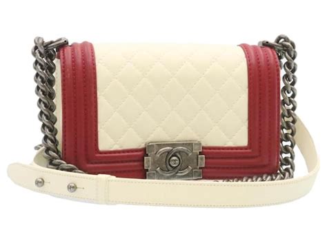 borsa a spalla rosso e bianco chanel vintage